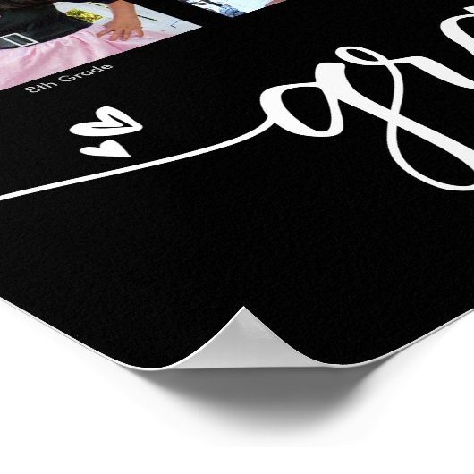 Afstuderen K-12 Modern Script Photo Collage Black Poster (Hoek)