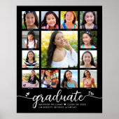 Afstuderen K-12 Modern Script Photo Collage Black Poster (Voorkant)