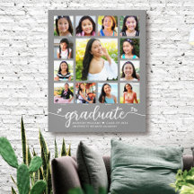 Afstuderen K-12 Modern Script Photo Collage Gray
