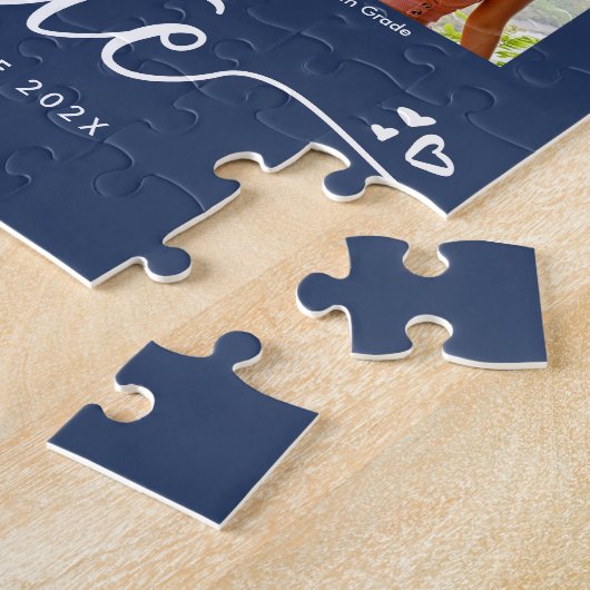 Afstuderen K-12 Modern Script Photo Collage Navy Legpuzzel (Zijkant)
