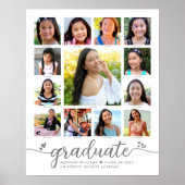 Afstuderen K-12 Modern Script Photo Collage White Poster (Voorkant)