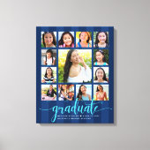 Afstuderen K-12 Photo Collage Navy Blue Script Canvas Afdruk (Voorkant)
