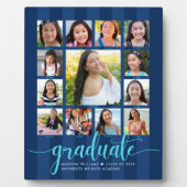 Afstuderen K-12 Photo Collage Navy Blue Script Fotoplaat (Voorkant)