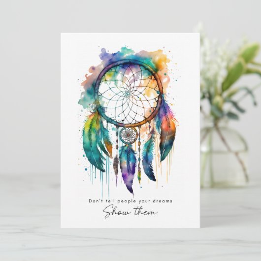 Afstuderen Kaart Rainbow Dreamweaver Waterverf (Staand voorkant)