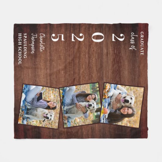 Afstuderen Keepsake Fotocollage Afstuderen Fleece Deken (Voorkant (Horizontaal))