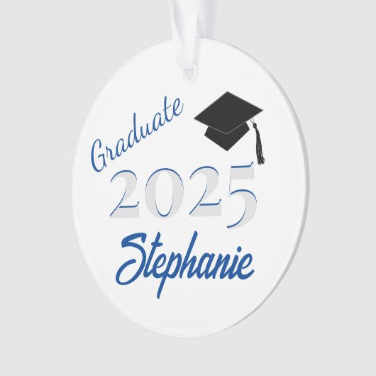 Afstuderen Keepsake in blauw Ornament (voorkant)