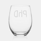 Afstuderen Keepsake naam PhD Afstuderen Wijnglas Zonder Voet (Achterkant)