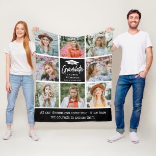 Afstuderen Keepslag 8 Foto Collage & Quote Gift Fleece Deken