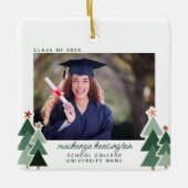 Afstuderen Kerstmis Rustic Trees Foto Keepomwille Keramisch Ornament (Voorkant)