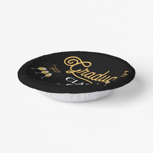 Afstuderen klas Congrats Goud Zwart Personaliseren Papieren Kommen (Gebogen)