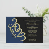 Afstuderen Klas van 2023 Blauw en Goud Kaart (Staand voorkant)