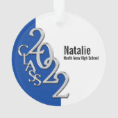 Afstuderen Klasse 2022 Foto Blue Silver Ornament (achterkant)