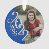 Afstuderen Klasse 2022 Foto Blue Silver Ornament (voorkant)
