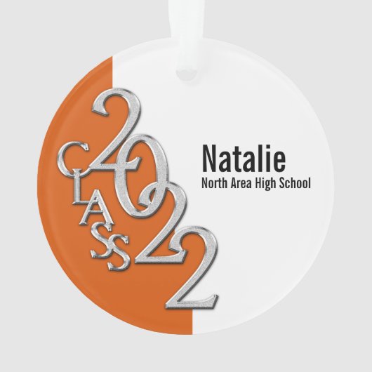 Afstuderen Klasse 2022 Foto Oranje Zilvervormer Ornament (achterkant)