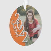 Afstuderen Klasse 2022 Foto Oranje Zilvervormer Ornament (voorkant)