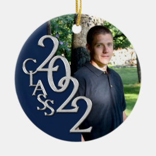 Afstuderen klasse 2022 Fotoblauw zilver keramisch Ornament