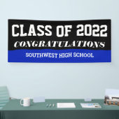 Afstuderen Klasse 2022 Gefeliciteerd blauw Spandoek (Beurs)