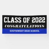 Afstuderen Klasse 2022 Gefeliciteerd blauw Spandoek (Horizontaal)