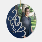 Afstuderen Klasse 2023 Foto blauw en zilver Keramisch Ornament (Links)