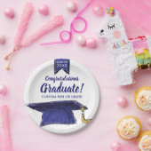 Afstuderen Klasse 20XX Congrats Blue Afstudeerder  Papieren Bordje (Feest)