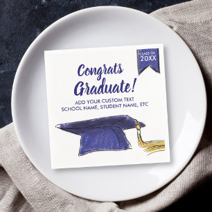 Afstuderen Klasse 20XX Congrats Blue Afstudeerder Servetten