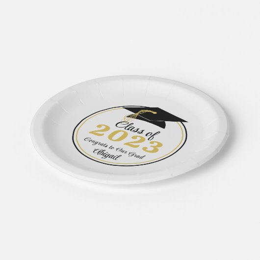 Afstuderen Klasse Jaar Aangepaste kleur en tekst Papieren Bordje (Gekanteld)