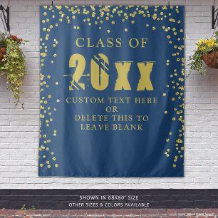 Afstuderen KLASSE JAAR Blauwe gouden Confetti acht Wandkleed