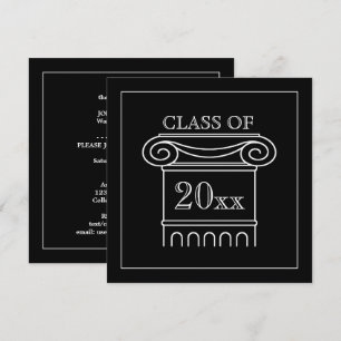 Afstuderen klasse Jaar Elegant Modern Black White Kaart