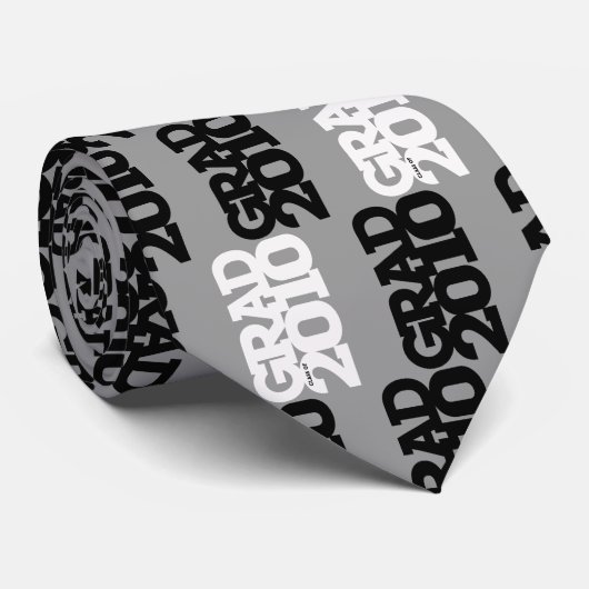 Afstuderen Klasse van 2010 Zwart wit Stropdas (Opgerold)