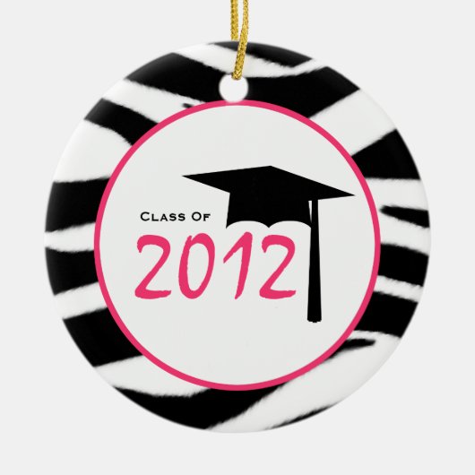 Afstuderen Klasse van 2012 Zebra Print & Roze Keramisch Ornament (Voorkant)