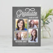Afstuderen klasse van 2016 4-Photo Collage Chalkbo Kaart (Staand voorkant)