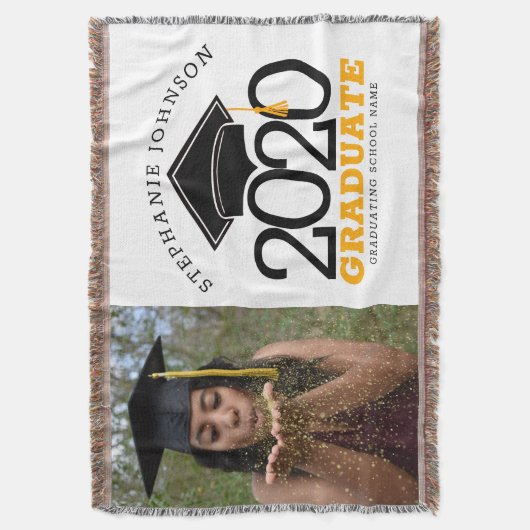 Afstuderen Klasse van 2020 Aangepaste foto naam Deken (Voorkant Verticaal)