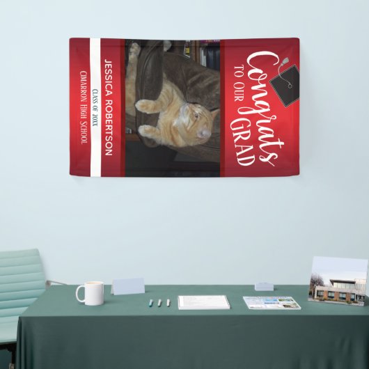 Afstuderen Klasse van 2021 Foto Red Gradient Spandoek (Beurs)