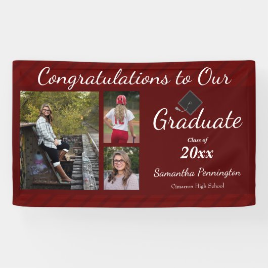 Afstuderen Klasse van 2021 Fotocollage Spandoek (Horizontaal)