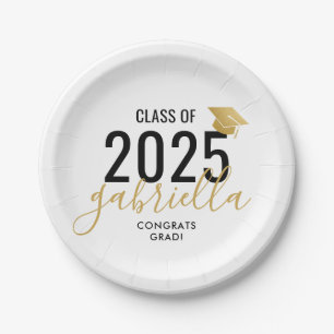 Afstuderen Klasse van 2022 Modern Gold en Black Papieren Bordje