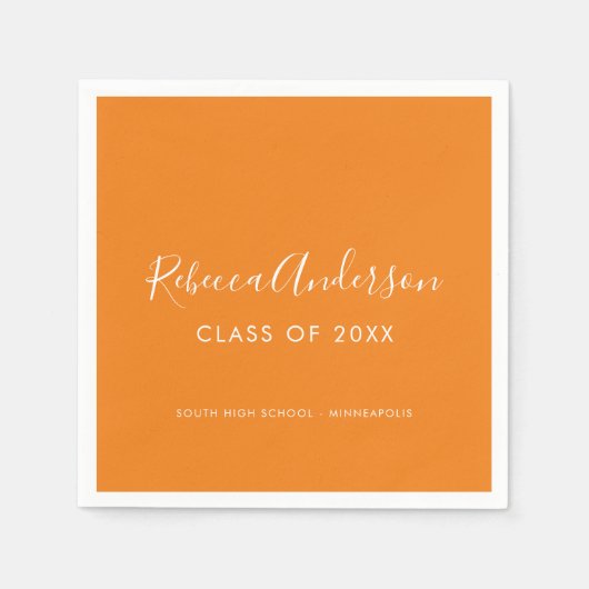Afstuderen Klasse van 2022 Oranje kalligrafie Servet (Voorkant)