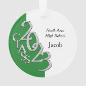 Afstuderen Klasse van 2023 Groen en Zilver Foto Ornament (achterkant)