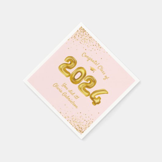 Afstuderen Klasse van 2023 Roze goudballonnen Aang Servet (Hoek)