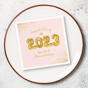 Afstuderen Klasse van 2023 Roze goudballonnen Aang Servet