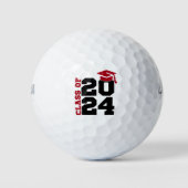 Afstuderen Klasse van 2024 Rood en Zwart Golfballen (Voorkant)