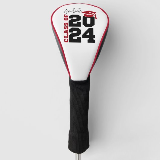 Afstuderen Klasse van 2024 Rood en Zwart Golfheadcover (Voorkant)