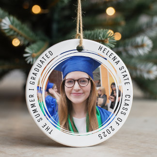 Afstuderen Klasse van 2025 Foto Keepsake Keramisch Ornament