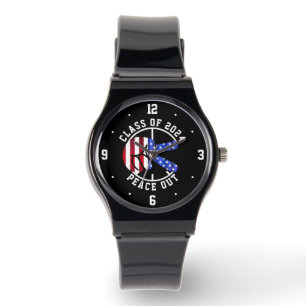 Afstuderen Klasse van 2025 USA Peace Out Keepsake Horloge
