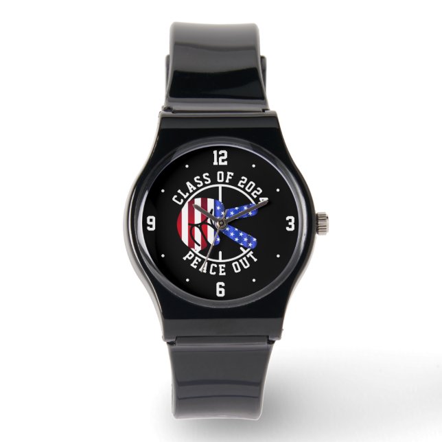 Afstuderen Klasse van 2025 USA Peace Out Keepsake  Horloge (Voorkant)