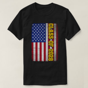 Afstuderen klasse van 2028 Senior Amerikaanse vlag T-shirt