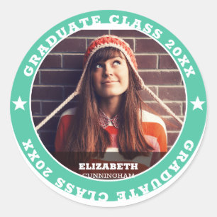Afstuderen Klasse van 20XX Afstuderen Foto Ronde Sticker
