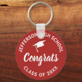 Afstuderen Klasse van Add Year Custom School Name Sleutelhanger (Voorkant)