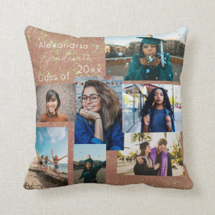 Afstuderen klasse van fotocollage roze glitter kussen
