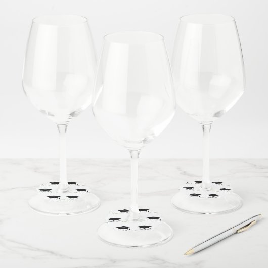 Afstuderen klasse van wijnglaslabel (Set)