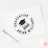 afstuderen klasse van... zwarte afstudeerder pet c ronde sticker (Envelop)